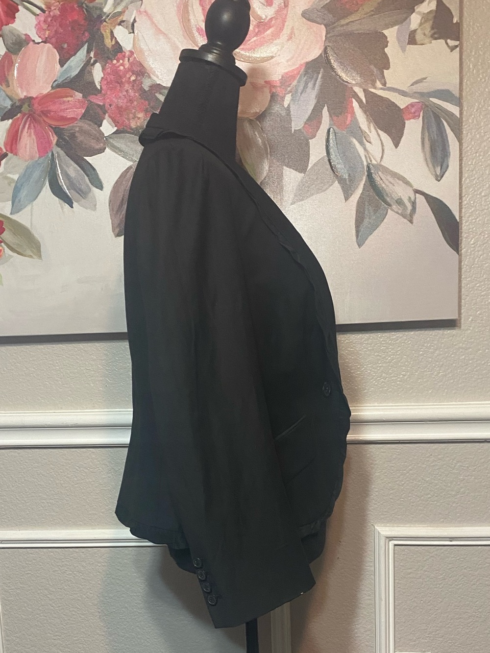 LOFT Black Ruffle-Trim Single-Button Blazer - Picture 9 of 13